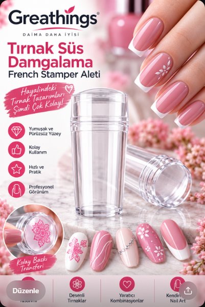 Greathings Tırnak Süs Damgalama French Stamper Aleti Nail Art Baskı ve French...