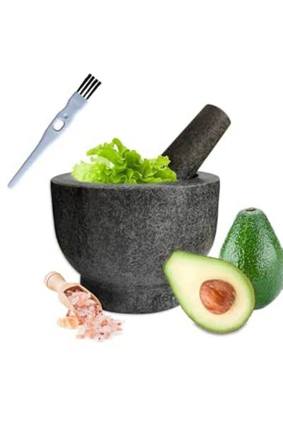 GENERAL Mortar and Pestle Set, 100% Natural Granite Slip Resistant Heavy Gran...