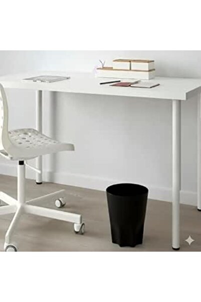Plasticna Modern Black Decorative Wastebasket, Minimalist Round Trash Can for...