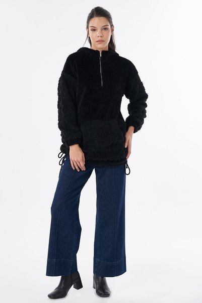 KYR Kangaroo Pocket Plush Sweatshirt Black