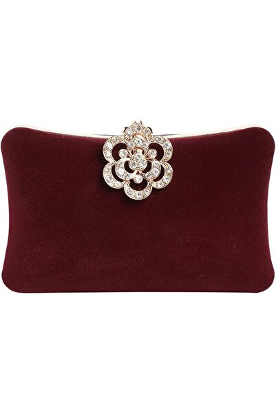 GENERAL Velvet Evening Bags For Women With Flower Closure Rhinestone Crystal ...