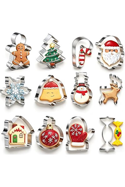 GENERAL Christmas Cookie Cutters Set 12PCS Stainless Steel Baking Mould, Ging...