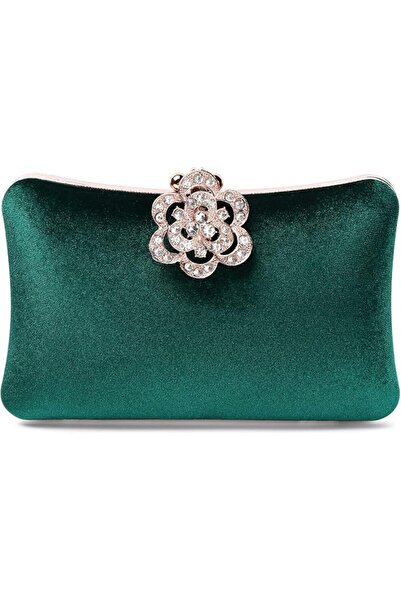 GENERAL Velvet Evening Bags For Women With Flower Closure Rhinestone Crystal ...