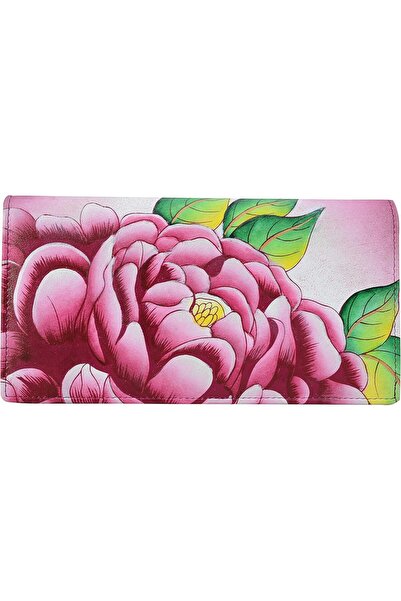 Anna by Anuschka Women's Hand Painted Leather Clutch Wallet-Precious Peony Eg...