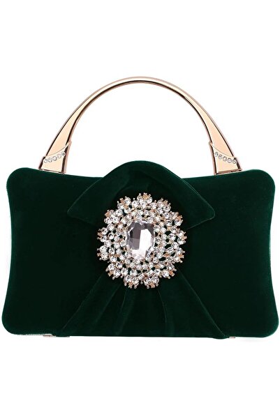 GENERAL Velvet Evening Bags For Women With Flower Closure Rhinestone Crystal ...