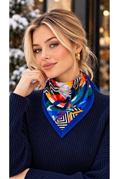 BALIENTE FLR27-22 Eșarfă plisată multicoloră pentru femei 50x50 cm
