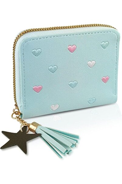 Aputue Girls Wallet, Blue PU Leather Wallet Stylish and Compact Purse for Eve...