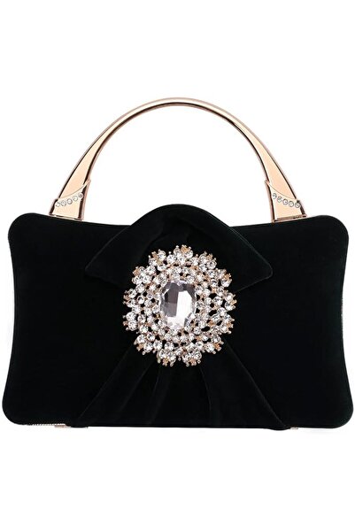 GENERAL Velvet Evening Bags For Women With Flower Closure Rhinestone Crystal ...