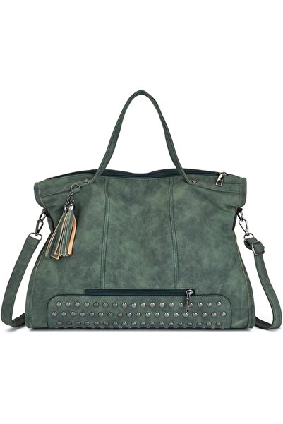 REOCLE Women's Tote Handbags, Punk Rivet Tote Satchel Handbags, Vintage Studd...