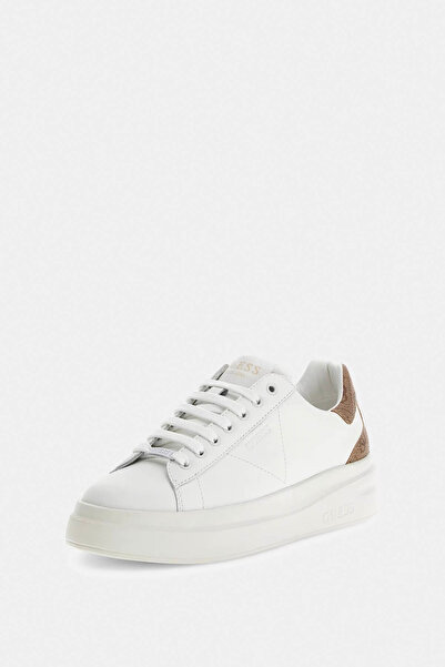 Guess Elbina Hakiki Deri Ekru Kadın Sneaker Fljelbfal12
