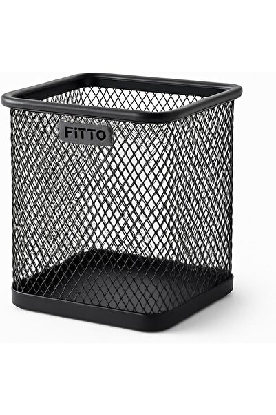 Generic Fitto Square Pen Holder 10x8cm Black Desk Organizer for Office & Home