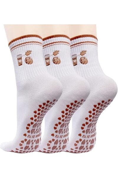 Morvena Picks Set de 3 șosete drăguțe antiderapante pentru Pilates și yoga, p...