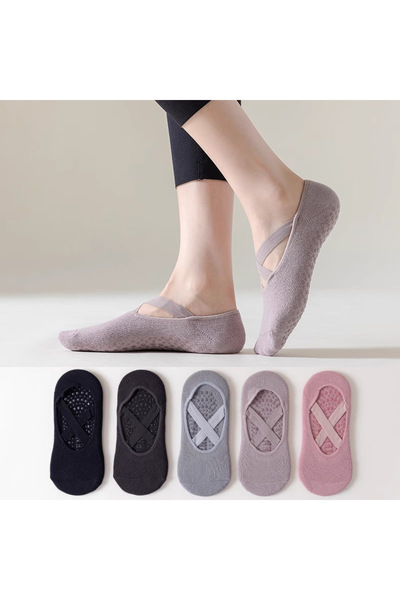 Morvena Picks Șosete pentru Pilates și yoga - 5 perechi - cu textură antidera...