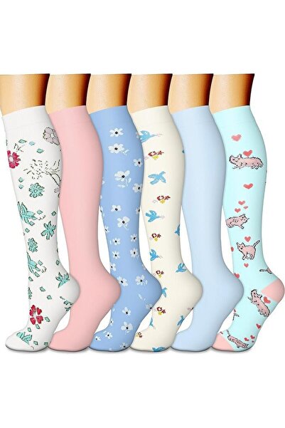 Morvena Picks Set de 6 perechi de șosete de compresie, unisex, promovează cir...