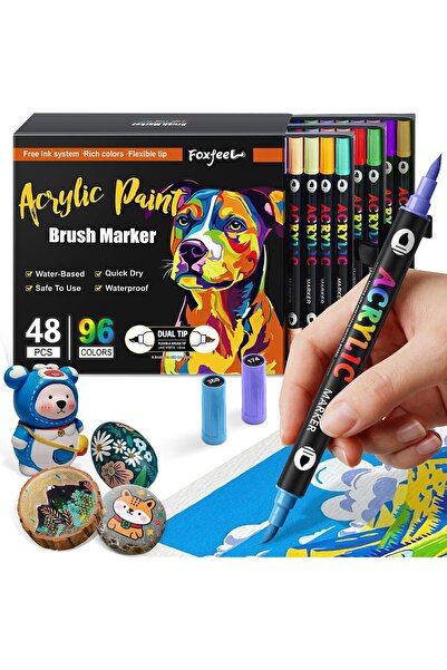 Generic Xoopla 96 Colors Acrylic Paint Markers Set Double-Ended Soft Brush 48...