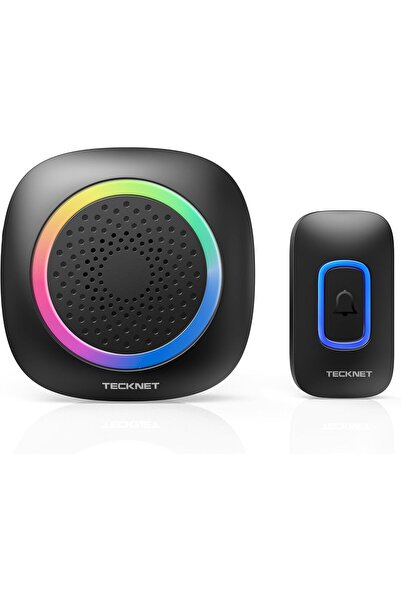 Generic جرس باب لاسلكي من TECKNET بطول 1300 قدم مع إضاءة إنذار RGB، يعمل بالب...