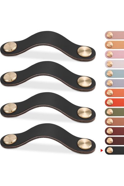 Morvena Picks Set de 4 mânere din piele pentru mobilă și trăgătoare vintage d...
