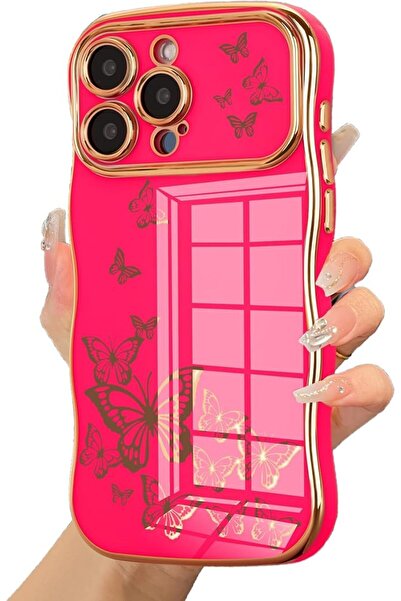 GENERAL ZTOFERA for iPhone 15 Pro Max Case Cute Curly Wave Frame - Black