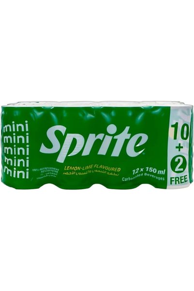 Sprite مشروب غازي - 12 علبة سعة 150 مل (10 + 2 مجانًا)