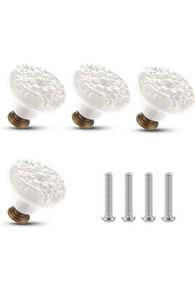Morvena Picks Set de butoane ceramice pentru mobilă - Model floral vintage - ...