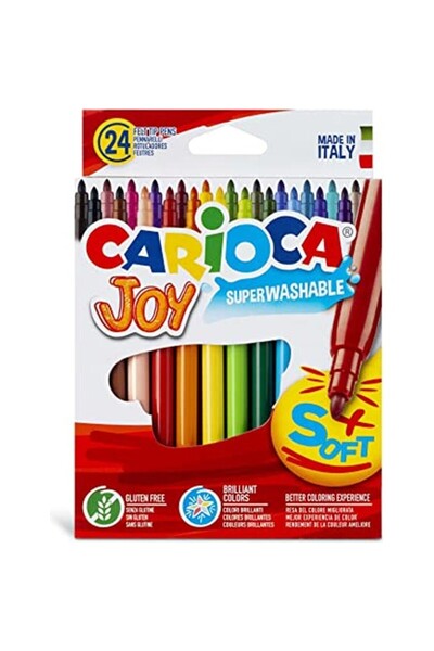 carioca Joy Super Washable Felt Tip Crayons 24 Colors and Soft Tips