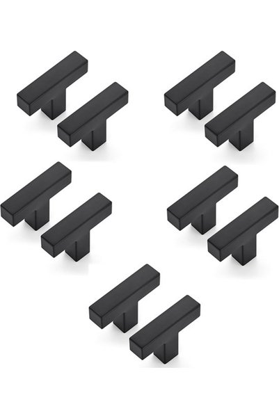 Morvena Picks Set de 10 mânere pătrate din oțel inoxidabil negru, 50x12x35 mm...