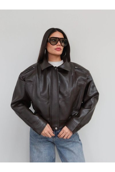 ESRAHELVACI Shoulder Zipper Leather Jacket