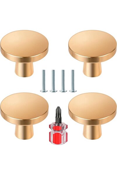 Morvena Picks Patru butoane aurii pentru dulapuri, mânere rotunde de 30 mm în...