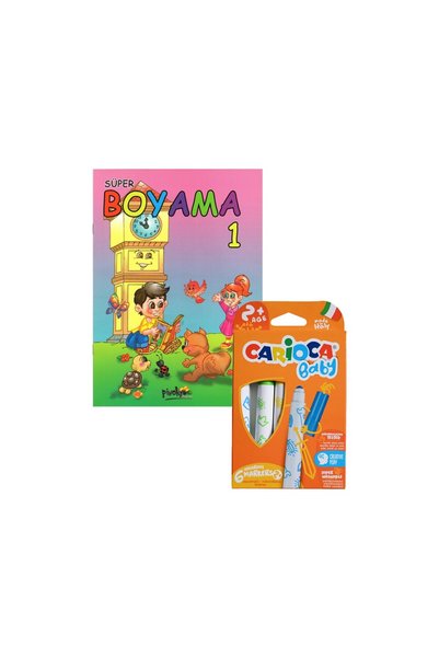 carioca Jumbo Yıkanabilir Keçeli Kalem 6 Renk ve Boyama Kitabı Set