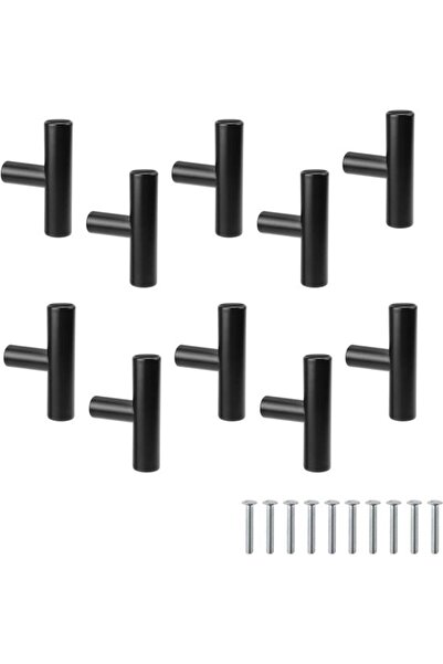 Morvena Picks Set de 6 mânere de ușă de dulap din oțel inoxidabil, negru mat,...