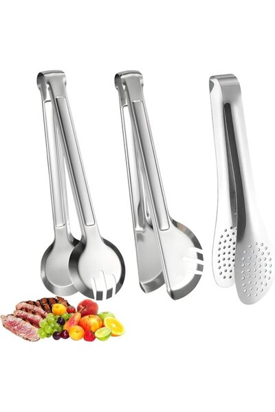 Morvena Picks Un set de 3 clești de bucătărie din oțel inoxidabil - 24 cm - p...