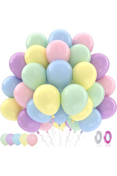 Fengrise Pastel Balloons Set, 50 pcs 12 inch Rainbow Multicolor Pink Purple G...