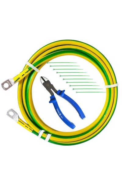 Universal Cablu impamantare,sectiune 4 mmp, 200 cm, cu M6 + Cleste taietor/10...