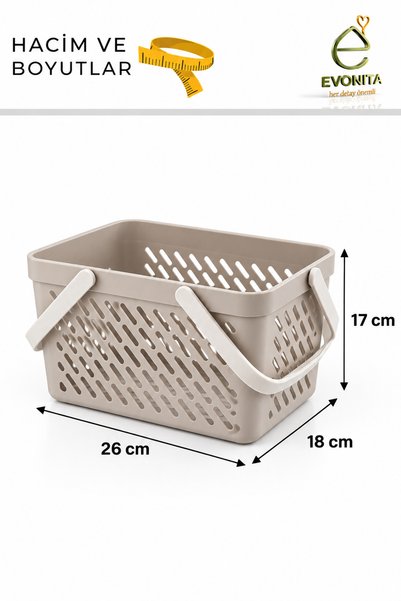 EVONİTA Naya 2-Piece Multi-Purpose Organizer Basket Set – Bathroom, Kitchen, and Cleaning Organizer Basket with Handles