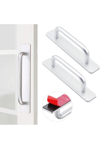 Morvena Picks Set de 2 mânere din aluminiu argintiu de 148mm pentru uși și fe...