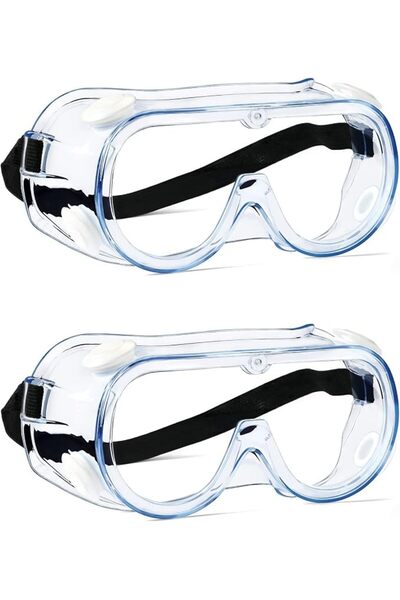 TERRIFI Safety Goggles Anti-Fog Eye Protection, 2-Piece Clear Polycarbonate L...