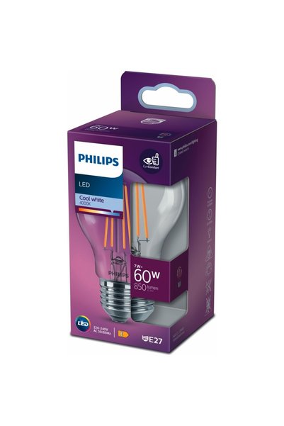 Philips LED Classic Şeffaf Filament Ampul 7W 850 Lumen 4000K Gün Işığı A60 E2...