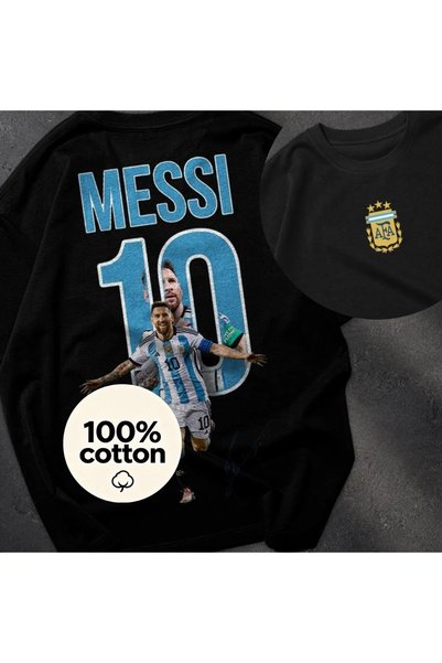 MUZİ تي شيرت THE GOAT MESSI مطبوع عليه رسومات نادي الاتحاد 1927، مصنوع من الق...