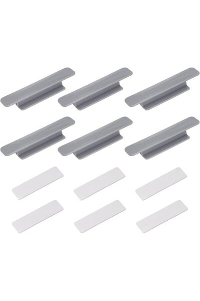 Morvena Picks Set de 6 mânere gri autoadezive pentru uși glisante și dulapuri