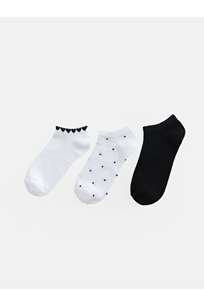 LC Waikiki Rmz Gi̇yi̇m Farkiyla Heart Embroidered Women's Booties Socks 3-Pie...