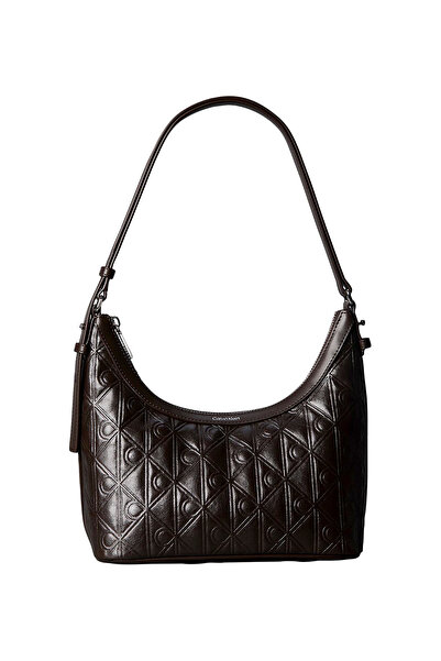Calvin Klein Siyah Kadın Omuz Çantası EMBLEM AOP DEBOSSED SHOULDER BAG