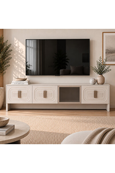 ALONEX HOME Favori 180 cm TV Ünitesi MDF Membran Kapaklı, Cam Kapaklı Tv, Mod...
