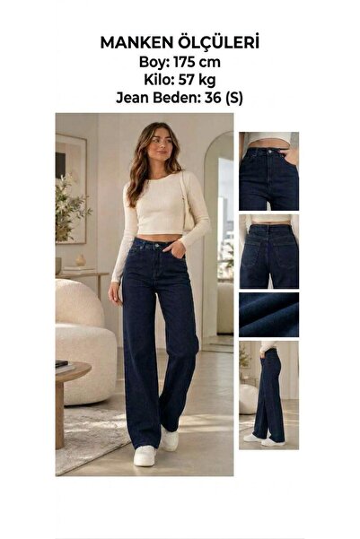 BEES JEANS Γυναικείο τζιν παντελόνι Christian σε σκούρο μπλε χρώμα Palazzo με...