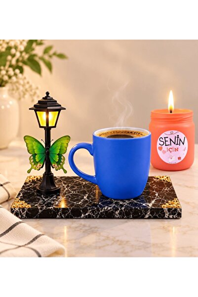 MEGA KANYON Blue Mug with Led Street Light and Scented Candle with Black Marb...