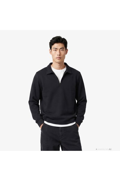 United4 Regular Fit Erkek Siyah Sweatshirt