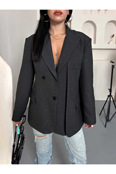 MYGİYİMİSTANBUL Jachetă blazer oversize pentru femei VALENCIA, cu două rândur...