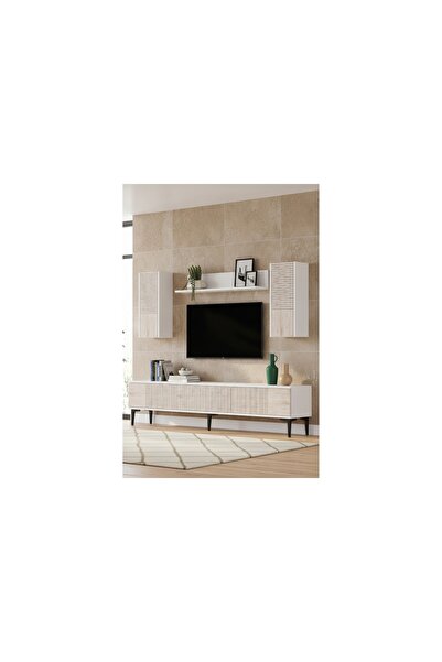 Vivense CORSA TV ÜNİTESİ, BEYAZ TRAVERTEN, 180 CM, TVR1819BT