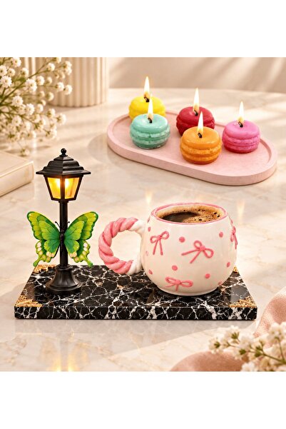 hediye arıları Street Light Design Pink Bow Mug and Set of 5 Scented Colorful...