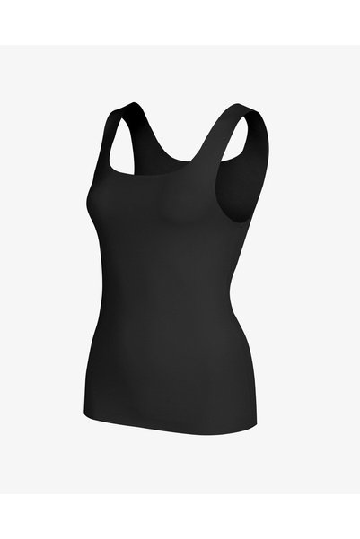 Bolero Tricou de damă din bumbac negru, cu bretele groase, fără cusături