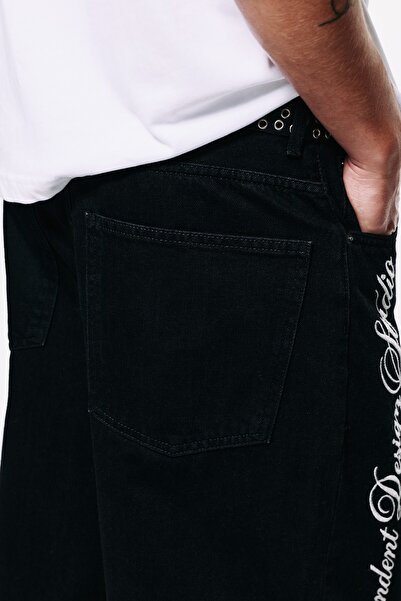 Pull & Bear Grafik baskılı baggy relaxed fit jean